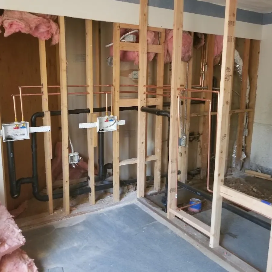 Copper pipe rough-in and plumbing installation in Wyoming